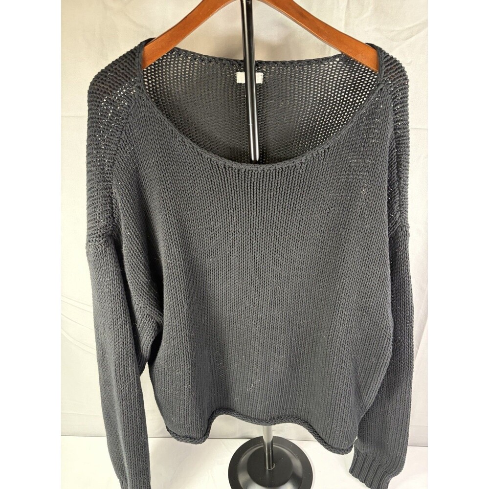 Aerie Women’s L Cotton Blend Textured Knit Scoop Neck Long Sleeve Short Sweater